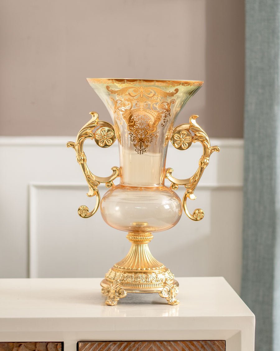 Roksaneh Ornamental Decorative Vase - Clear Gold