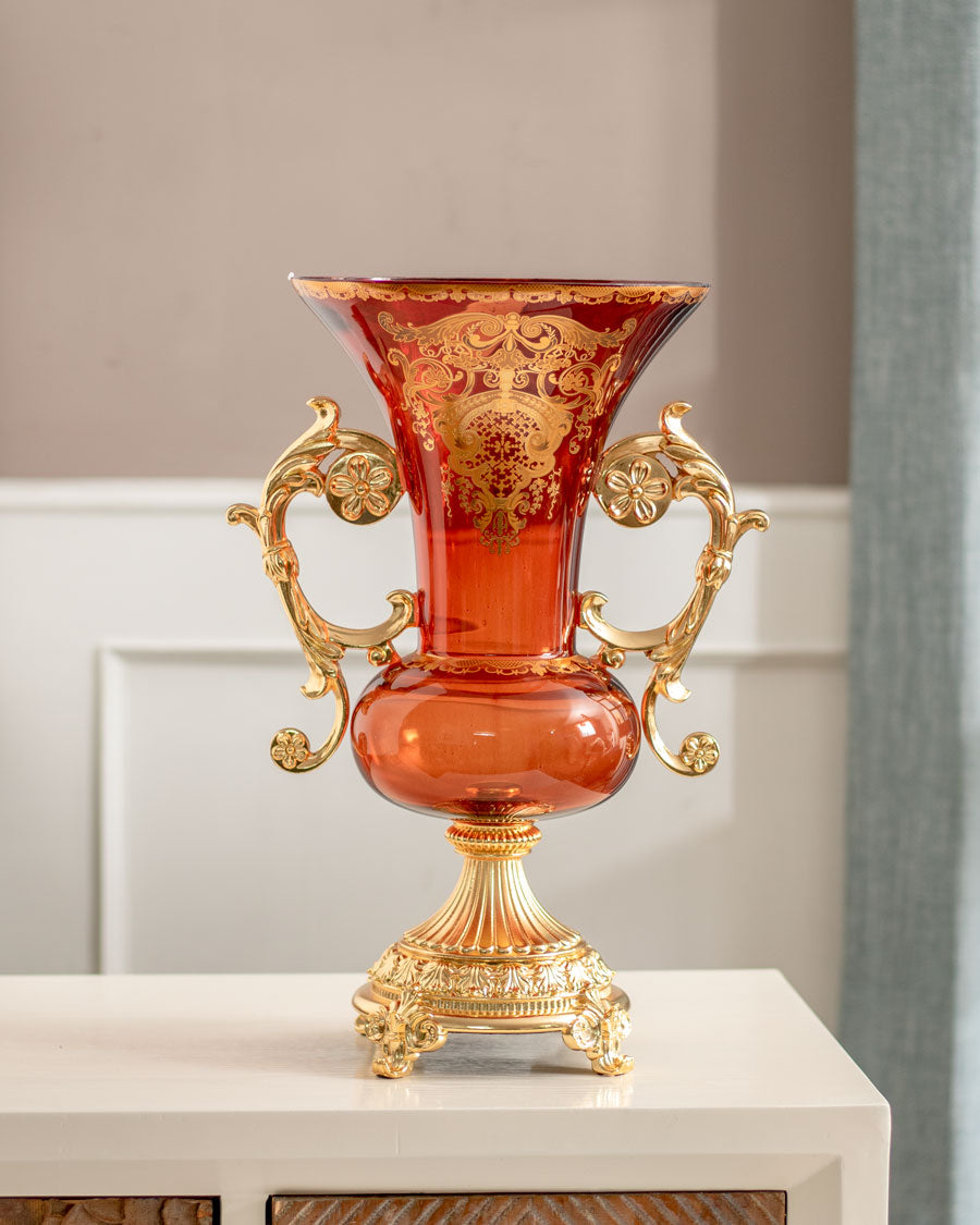 Roksaneh Ornamental Decorative Vase - Clear Amber