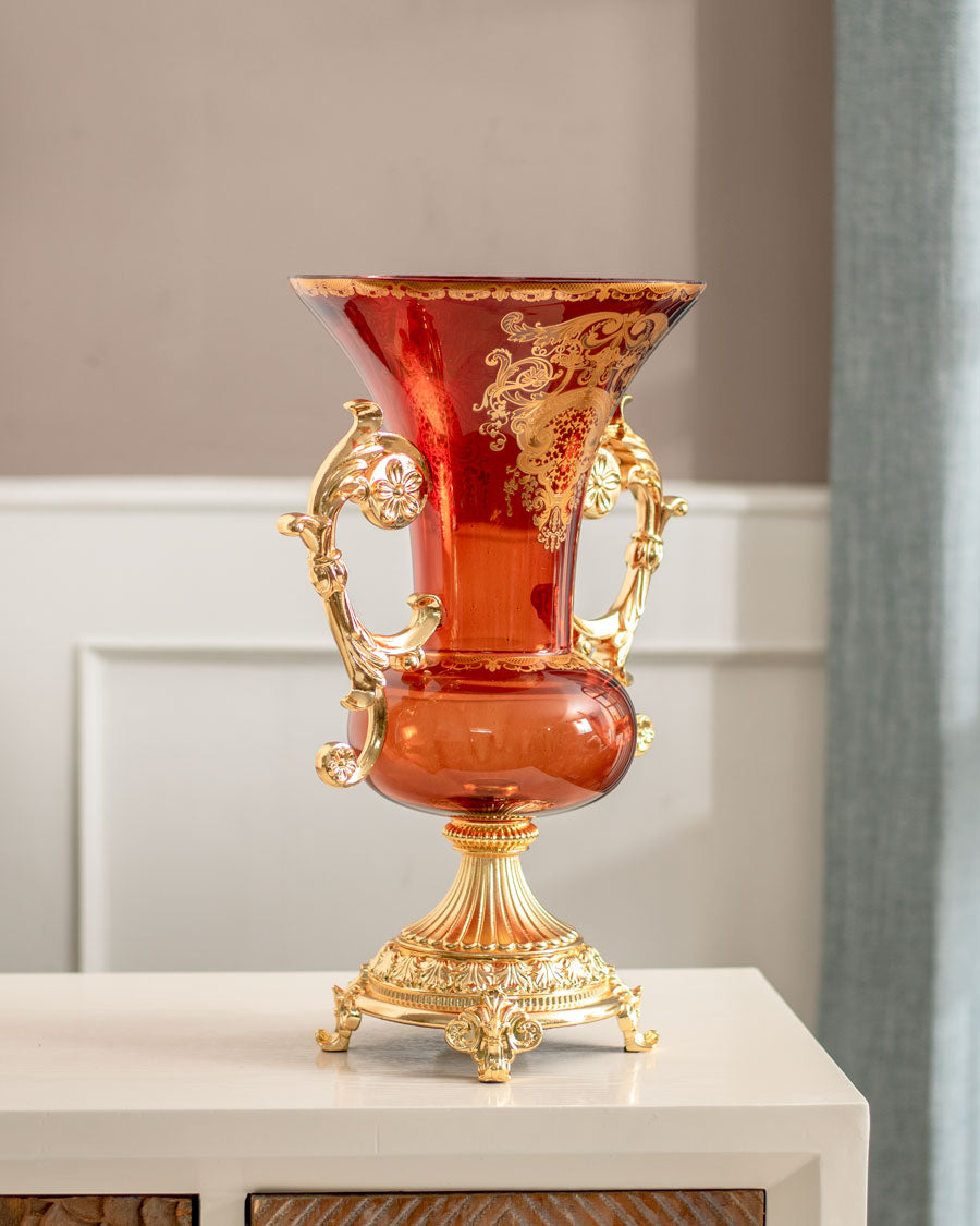 Roksaneh Ornamental Decorative Vase - Clear Amber