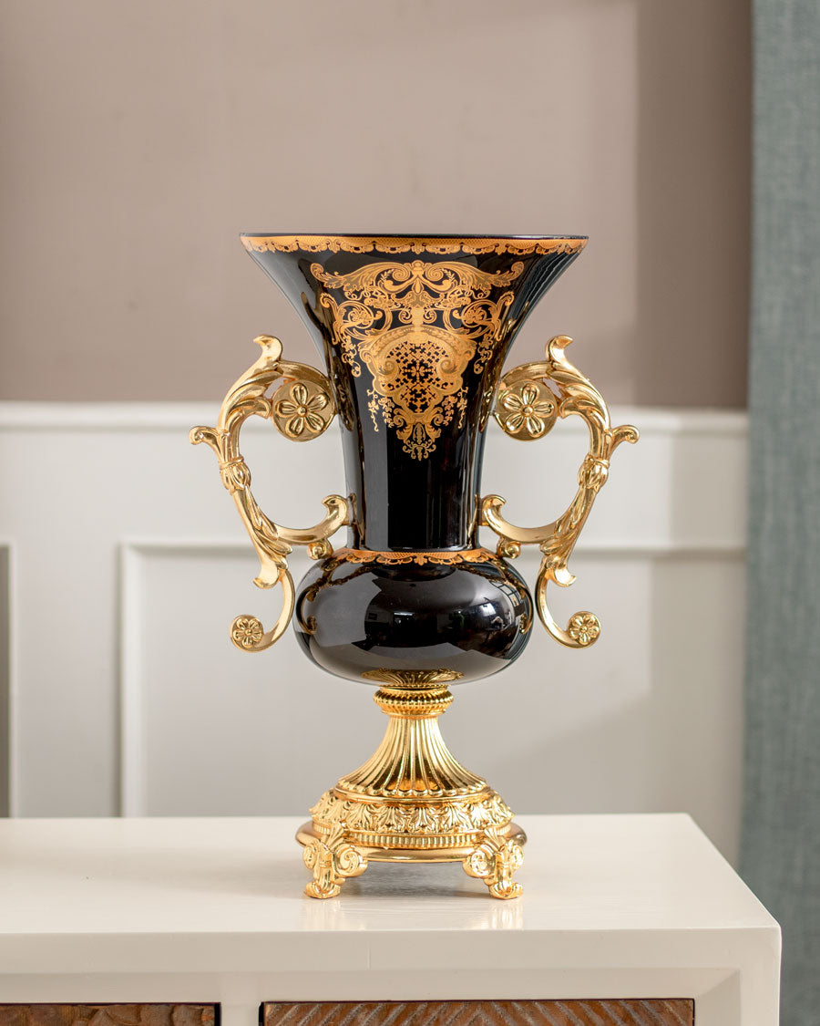 Roksaneh Ornamental Decorative Vase - Midnight Black