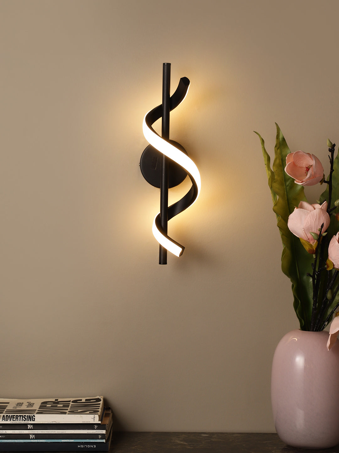 Spiral Black LED Wall Light