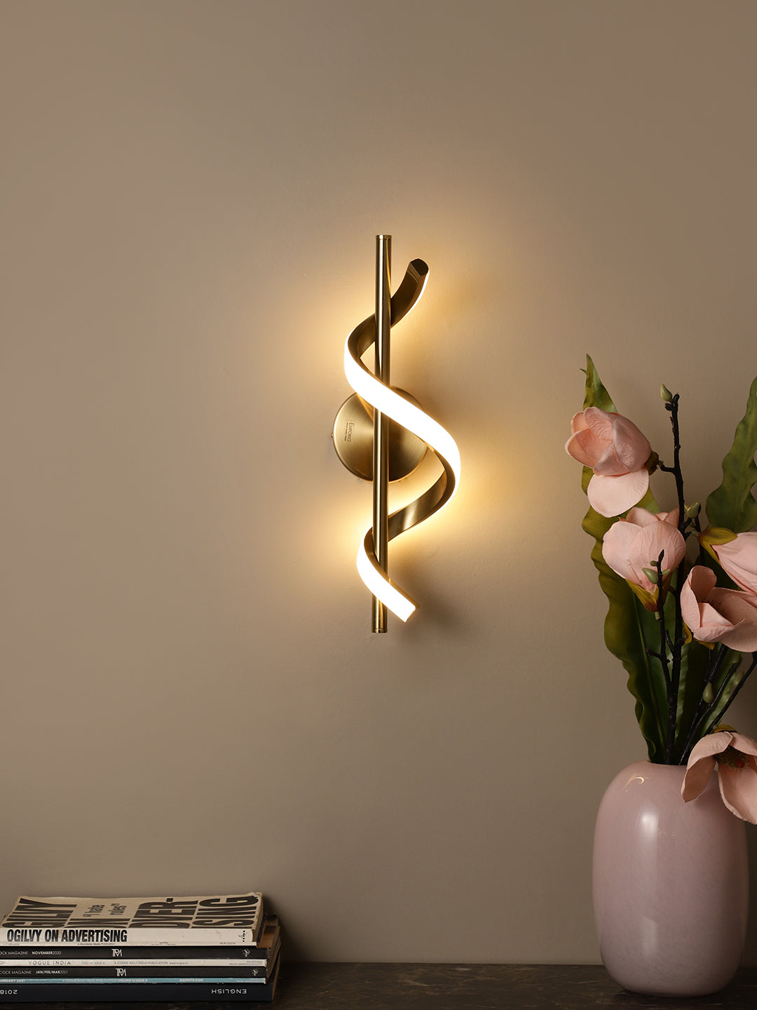 Spiral Gold LED Wall Light