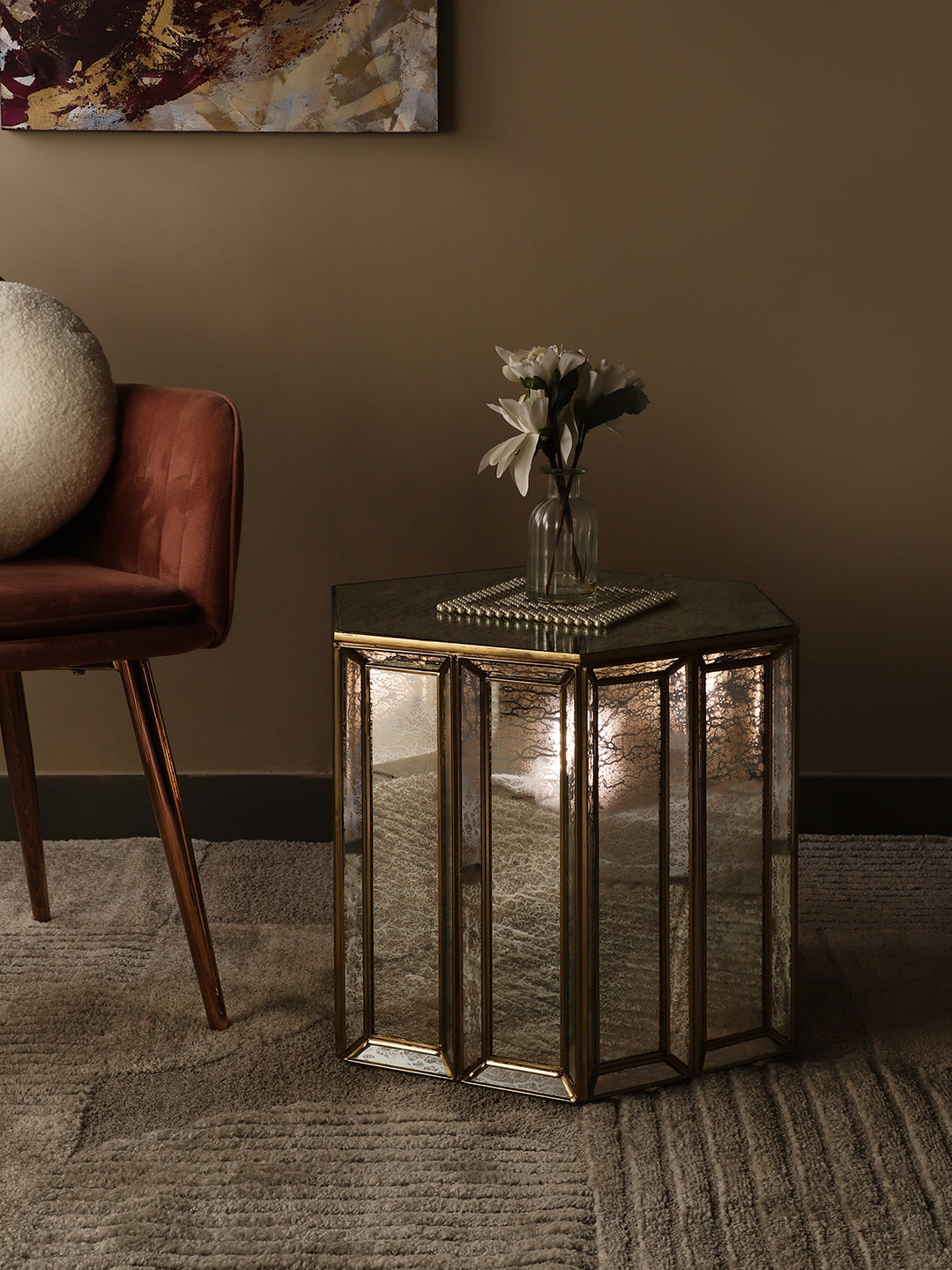 Collin A Side Table with Inbuilt LED Floor Lamp