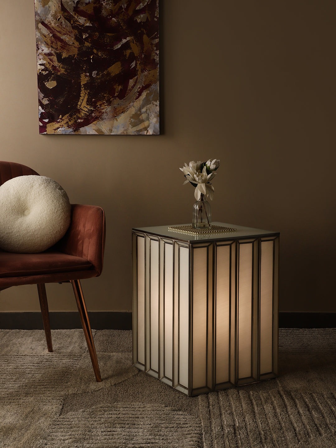 Coltrin A Side Table with Inbuilt LED Floor Lamp