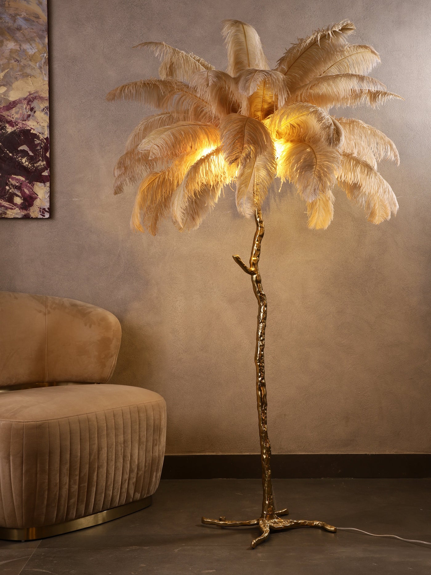 Feather Beige Floor Lamp