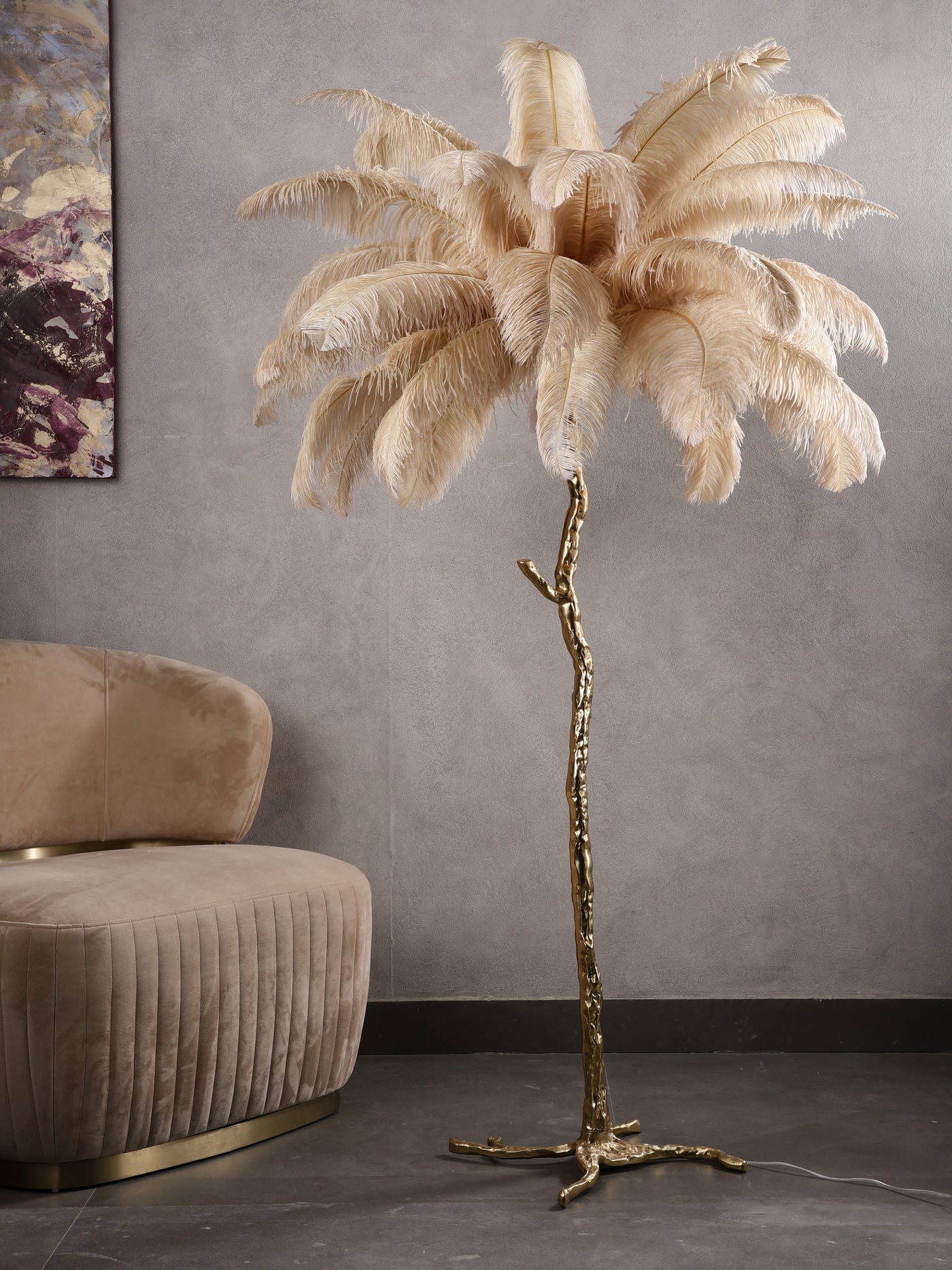 Feather Beige Floor Lamp